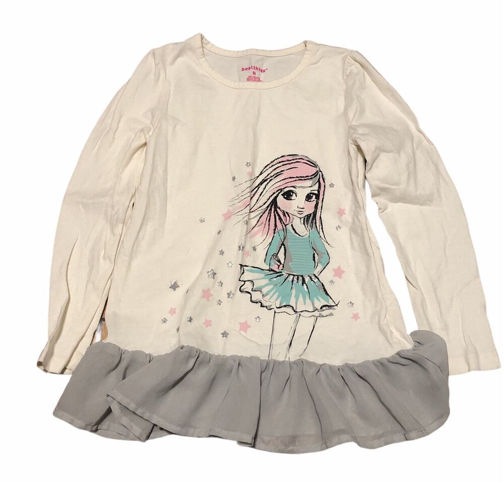 Healthtex White Grey Peplum Shirt With Girl size 5t